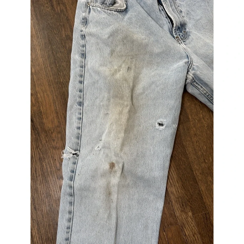 Vintage Chaps Men's Jeans 38X34 Light Wash Straight Leg Distressed Thrashed